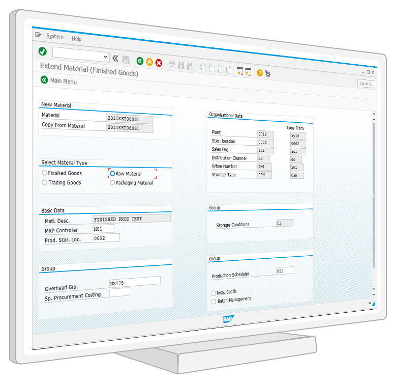 Desktop - Extend SAP Material