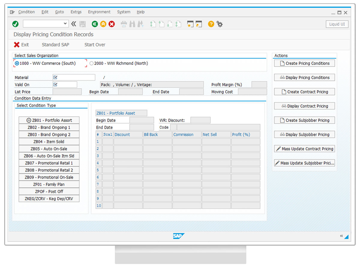 Liquid UI for SAP GUI - SAP SD - Display Pricing Condition Records