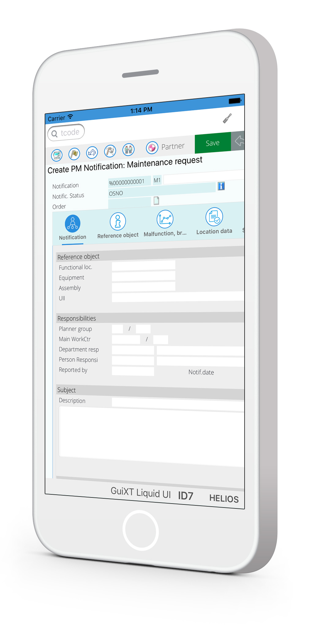 Liquid UI for iOS - SAP PM - Create Notification
