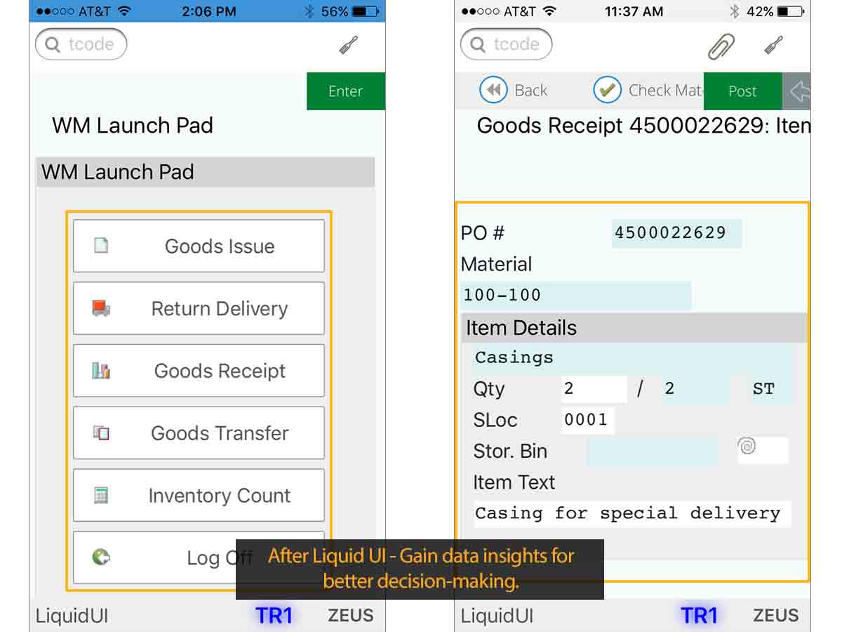 Liquid UI for Handheld Scanguns - SAP WM - Launchpad and Goods Receipt