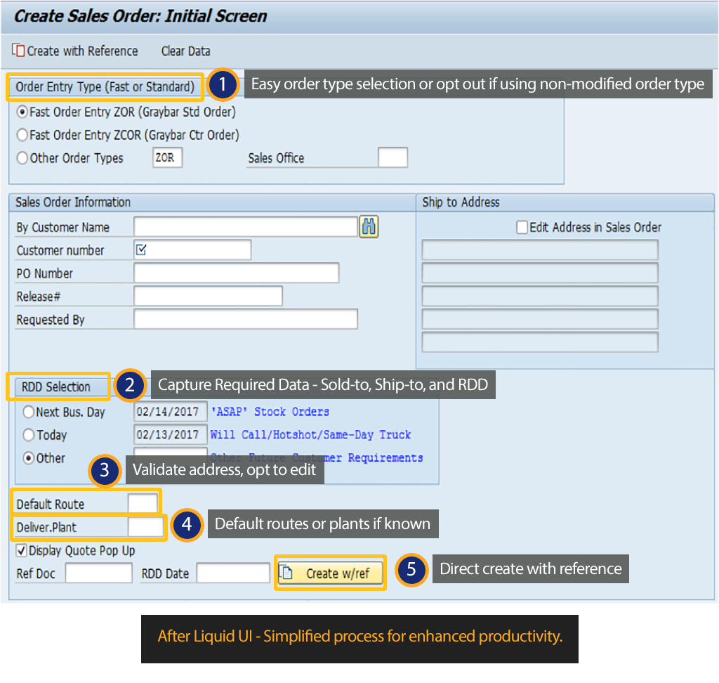 Liquid UI for SAP GUI - SAP SD - Create Sales Order