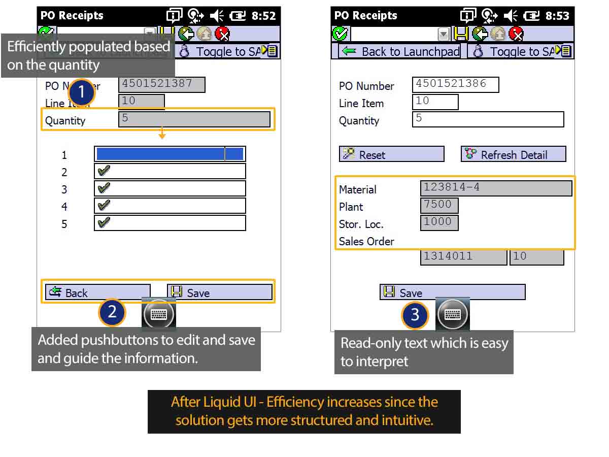 Liquid UI for Handheld Scanguns - SAP MM - PO Receipts