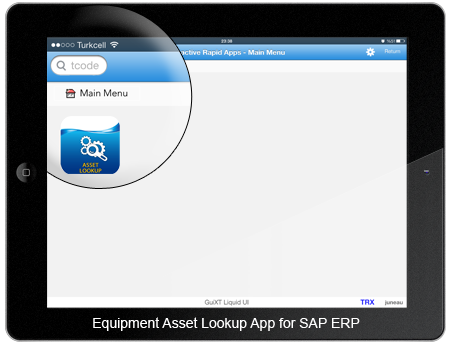 Equipment Asset Lookup App Home Screen