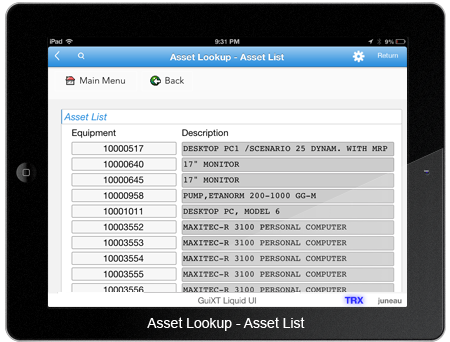 Asset Lookup - Asset List Screen