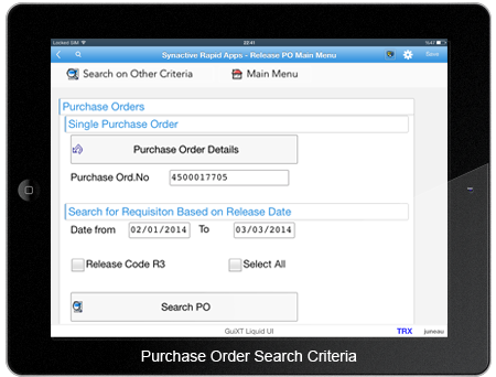 Purchase Order Release Search Criteria Screen