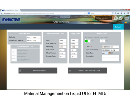 Material Management on Liquid UI for HTML5