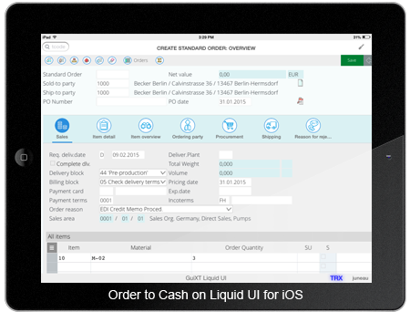 Order to Cash on Liquid UI for iOS