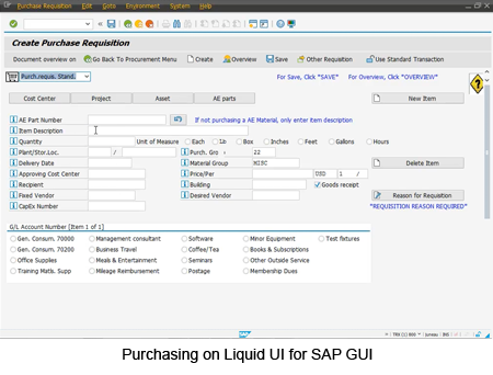 Purchasing on Liquid UI for SAP GUI