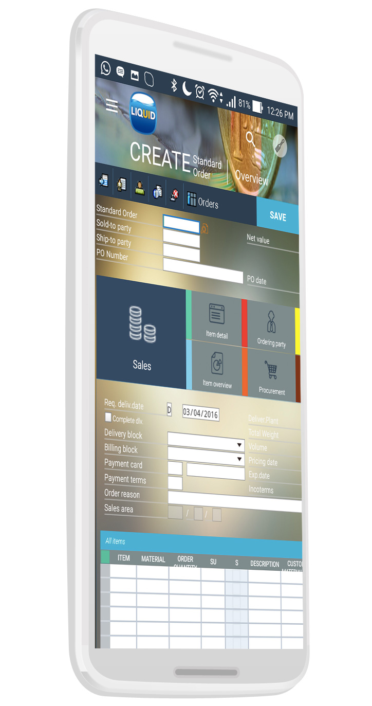 Liquid UI for Android - SAP SD - Create Sales Order
