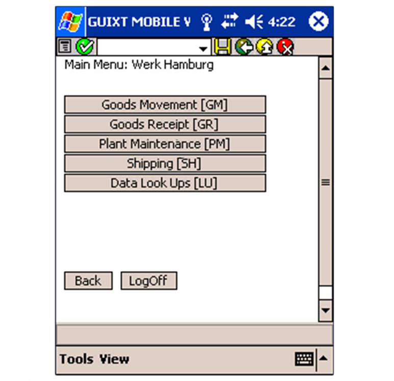 Liquid UI for Handheld Scanguns - SAP PM - Dashboard