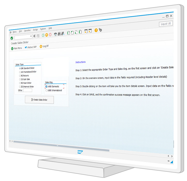 Liquid UI for SAP GUI - SAP SD - Create Sales Order